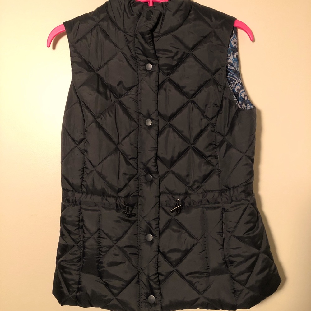 Black Textured Button-Up Vest